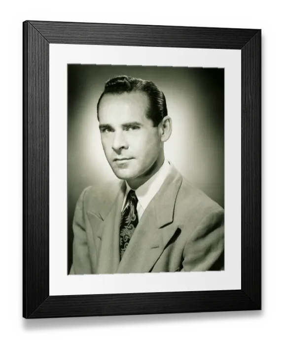Framed Print : Serious man posing in studio, (B&W), (Close-up), (Portrait)