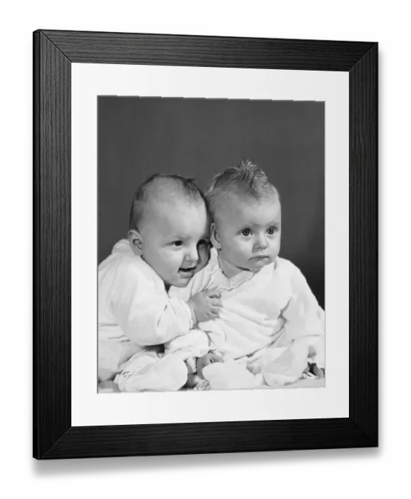 Framed Print : Two babies in pajamas Framed Print : Two babies in pajamas