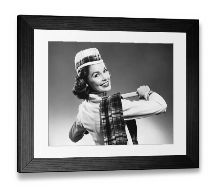 Framed Print : Woman wearing glengarry cap and tartan Framed Print : Woman wearing glengarry cap and tartan