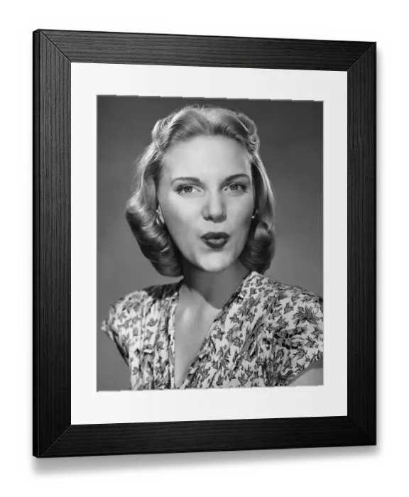 Framed Print : Woman puckering lips Framed Print : Woman puckering lips