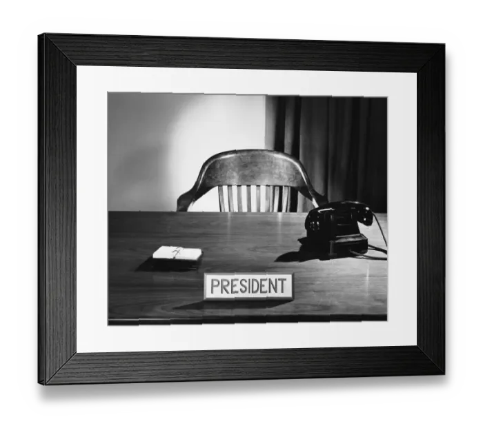 Framed Print : Presidents desk and chair