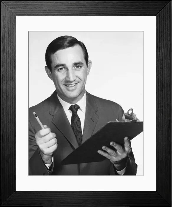 Framed Print : Man holding clipboard and pencil Framed Print : Man holding clipboard and pencil