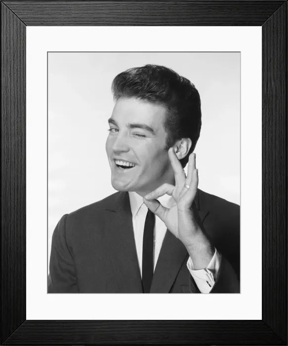 Framed Print : Man smiling and gesturing Framed Print : Man smiling and gesturing
