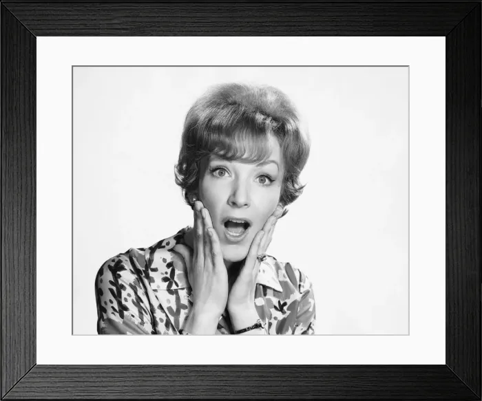 Framed Print : Woman with surprised expression Framed Print : Woman with surprised expression