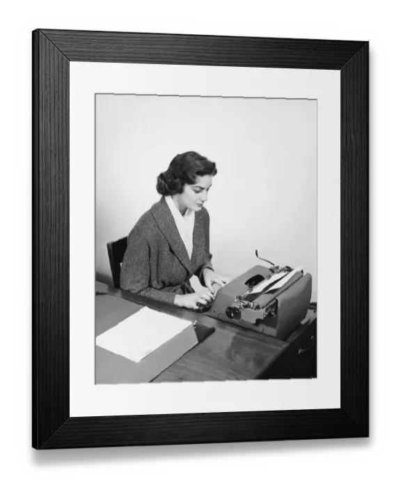 Framed Print : Woman typing Framed Print : Woman typing