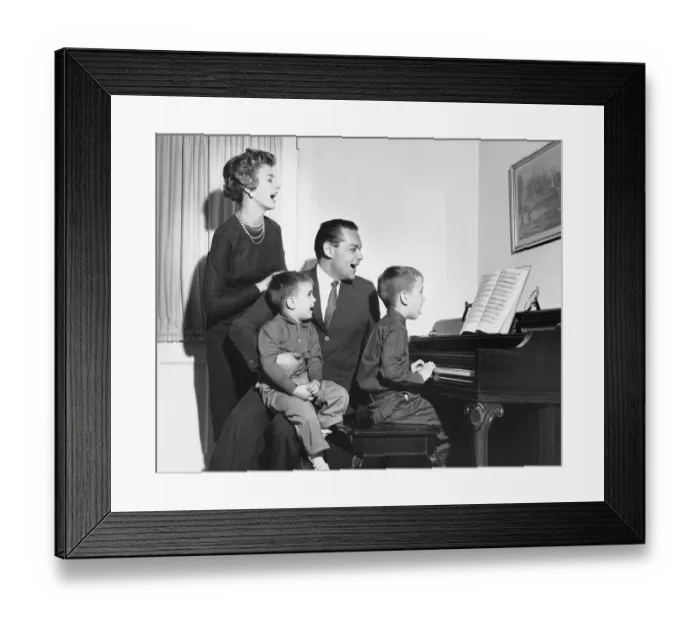 Framed Print : Family singing around piano Framed Print : Family singing around piano