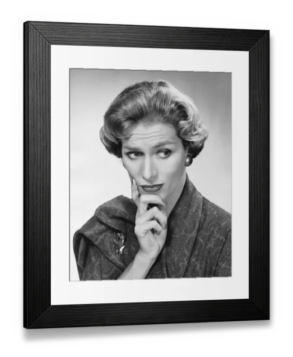 Framed Print : Woman looking worried Framed Print : Woman looking worried