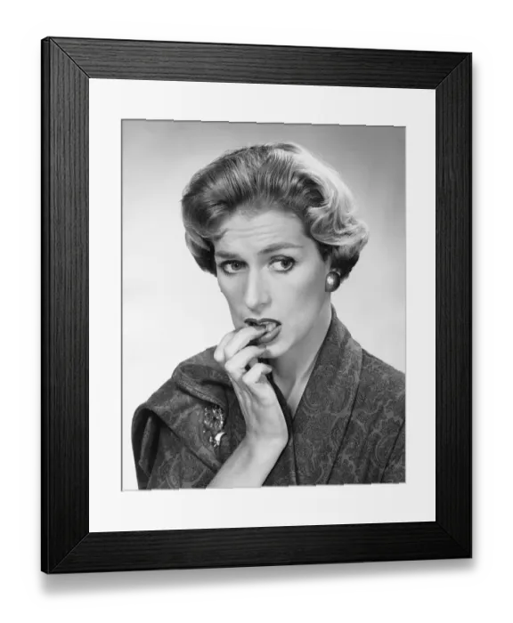 Framed Print : Woman chewing nails Framed Print : Woman chewing nails
