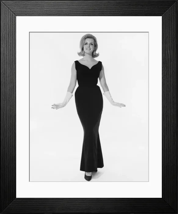 Framed Print : Woman in full-length evening dress