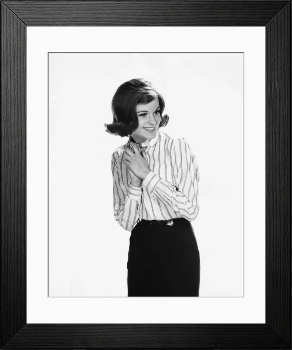 Framed Print : Woman with clasped hands against chest Framed Print : Woman with clasped hands against chest