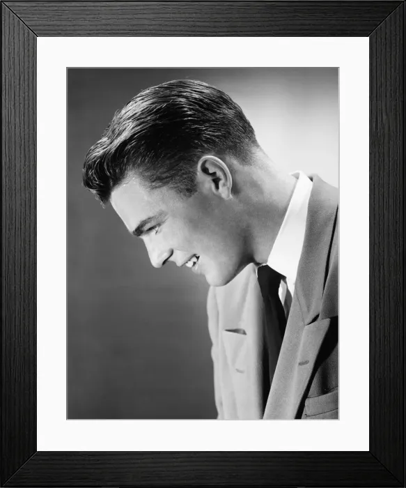Framed Print : Young man posing in studio, (B&W), (Close-up), (Portrait) Framed Print : Young man posing in studio, (B&W), (Close-up), (Portrait)
