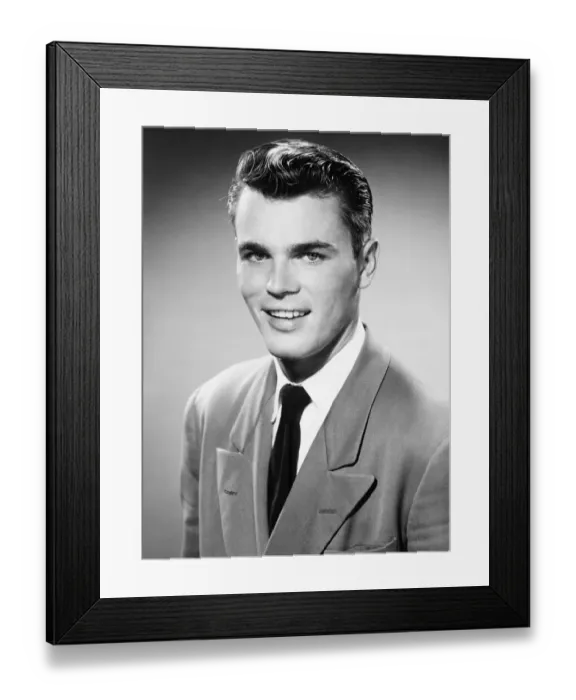 Framed Print : Young man posing in studio, (B&W), (Close-up), (Portrait)