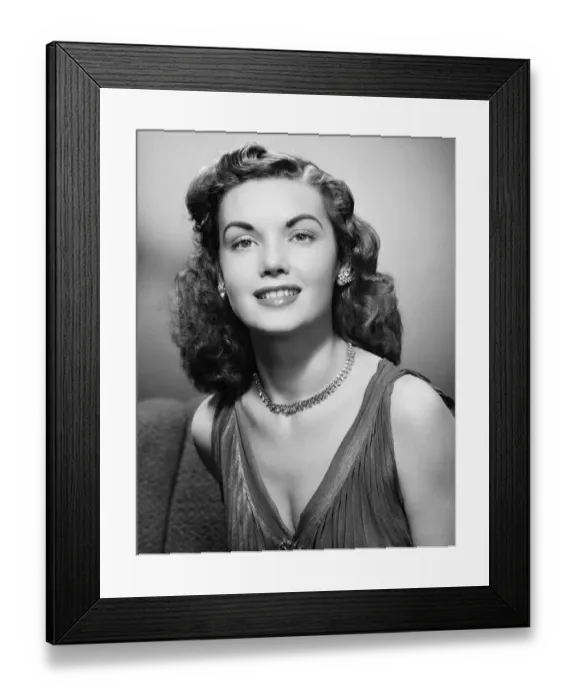 Framed Print : Elegant woman posing in studio, (B&W), (Close-up), (Portrait) Framed Print : Elegant woman posing in studio, (B&W), (Close-up), (Portrait)