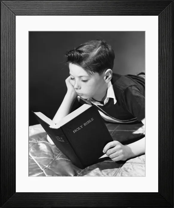 Framed Print : Boy reading Bible Framed Print : Boy reading Bible