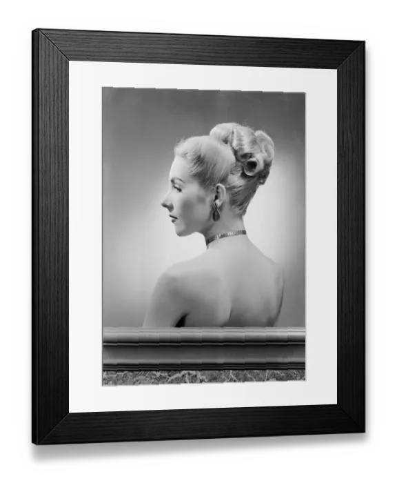 Framed Print : Profile of elegant mid adult woman, studio shot Framed Print : Profile of elegant mid adult woman, studio shot