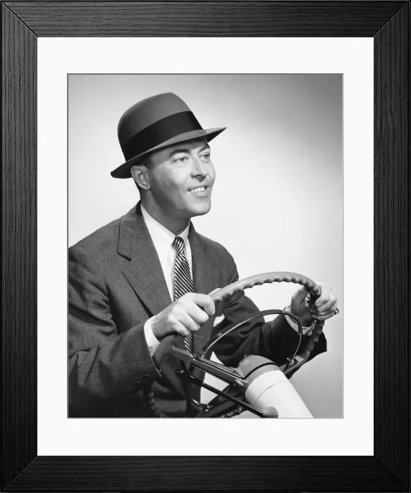 Framed Print : Man gripping steering wheel Framed Print : Man gripping steering wheel