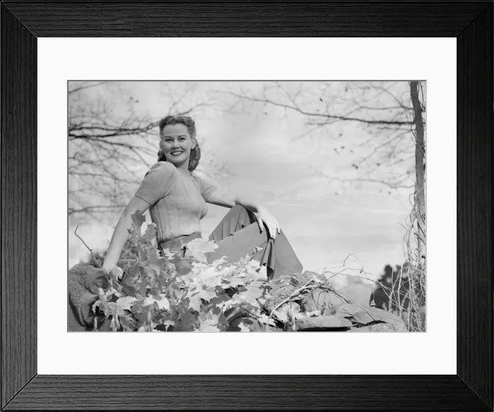 Framed Print : Woman relaxing in countryside, portrait Framed Print : Woman relaxing in countryside, portrait