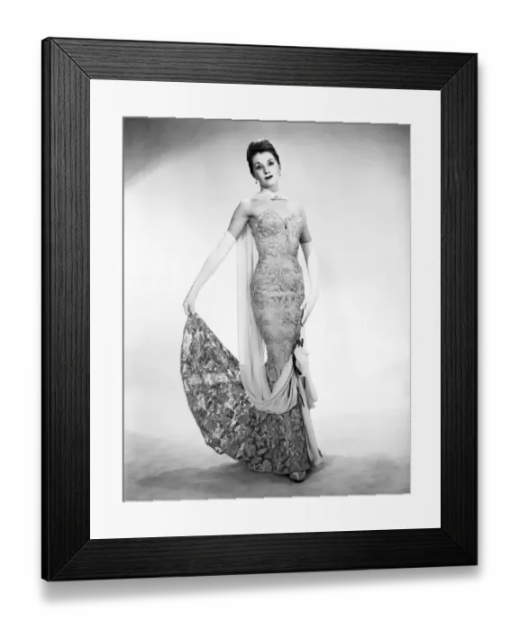Framed Print : Woman holding dress, portrait Framed Print : Woman holding dress, portrait