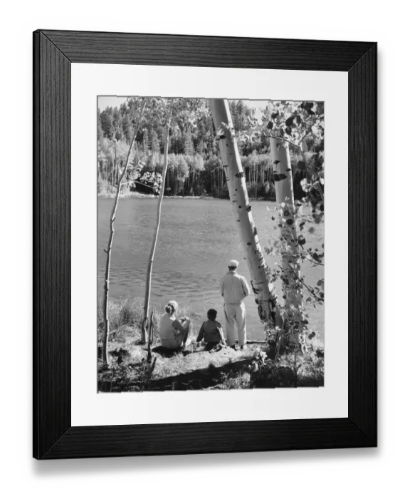 Framed Print : Family looking at lake Framed Print : Family looking at lake