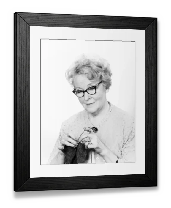 Framed Print : Senior woman knitting Framed Print : Senior woman knitting