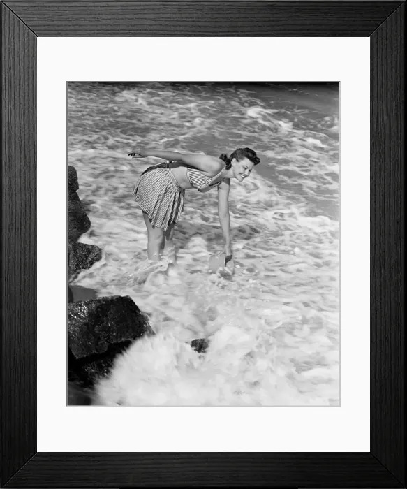 Framed Print : Woman ankle deep in sea Framed Print : Woman ankle deep in sea