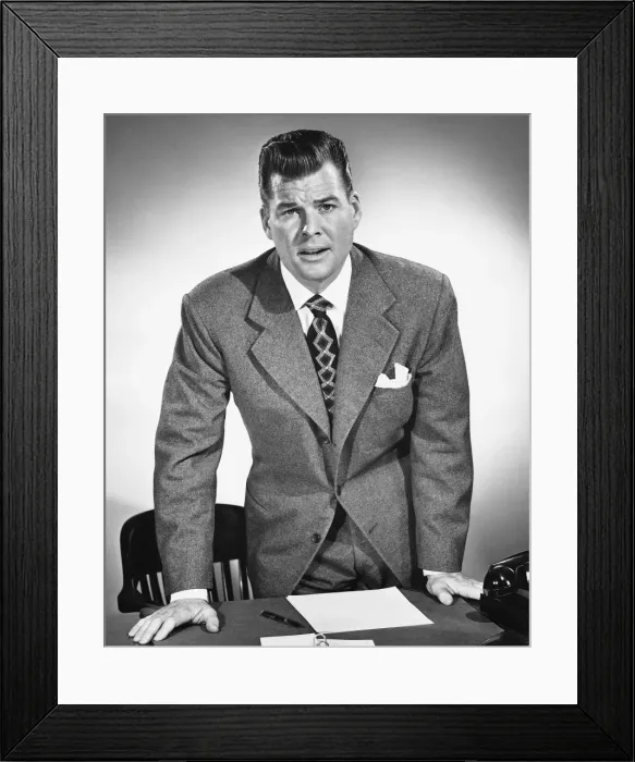Framed Print : Man leaning on desk Framed Print : Man leaning on desk