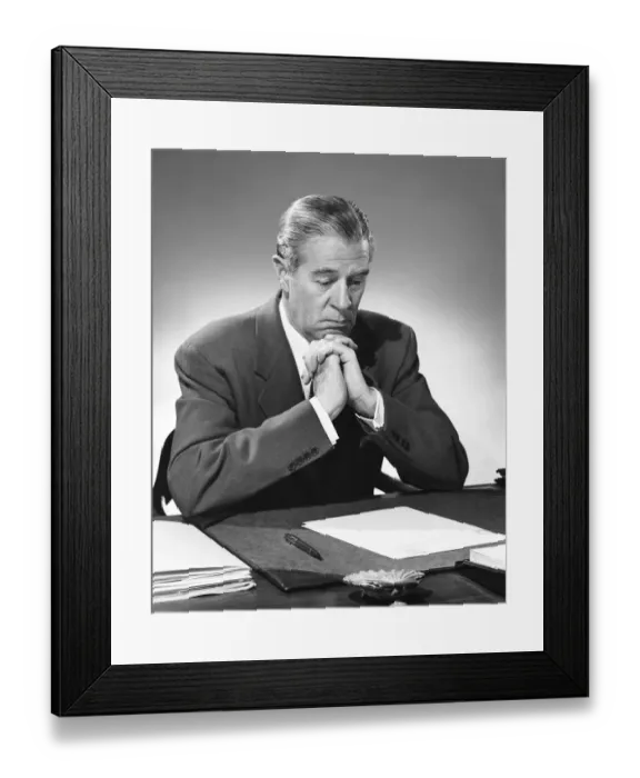 Framed Print : Man reading document