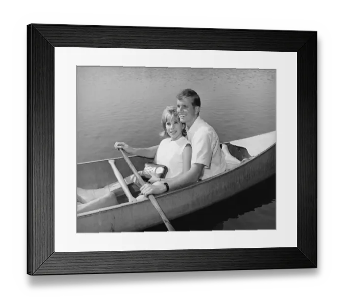 Framed Print : Couple in canoe Framed Print : Couple in canoe