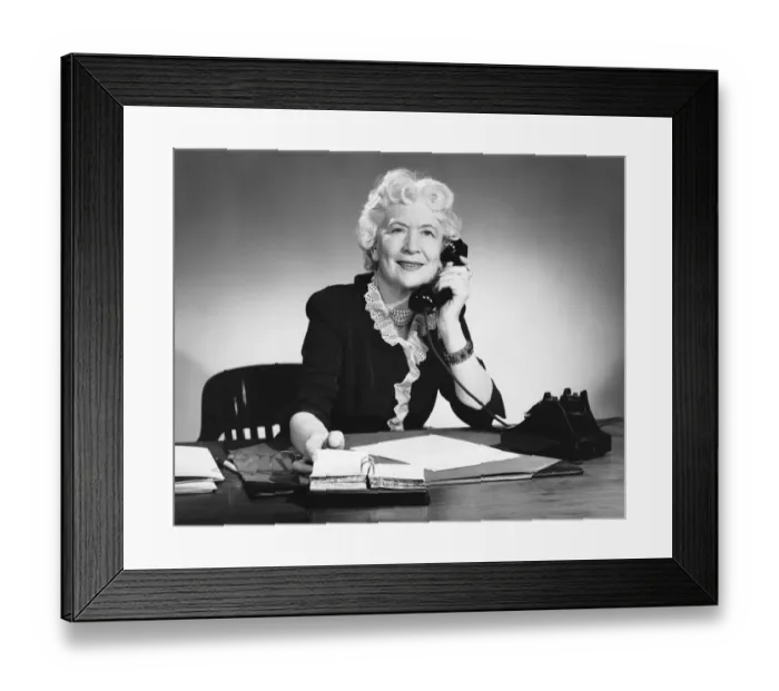 Framed Print : Woman answering phone Framed Print : Woman answering phone