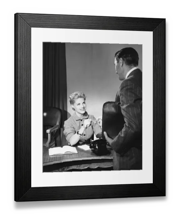Framed Print : Man and woman talking Framed Print : Man and woman talking