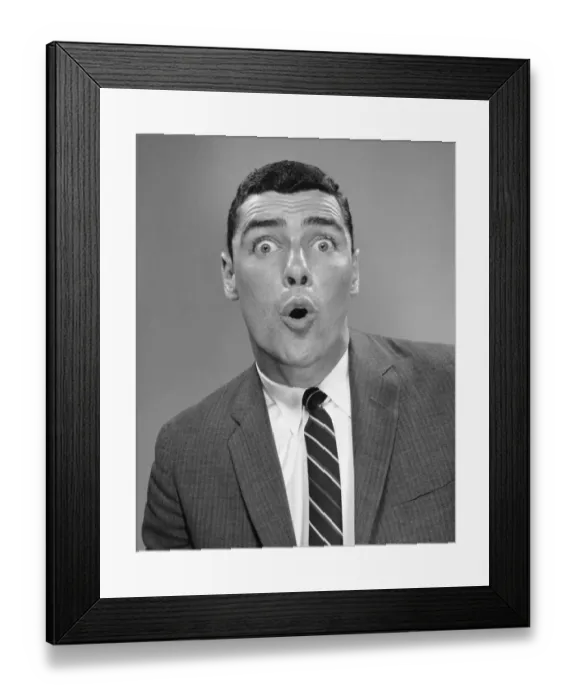 Framed Print : Man with surprised expression Framed Print : Man with surprised expression
