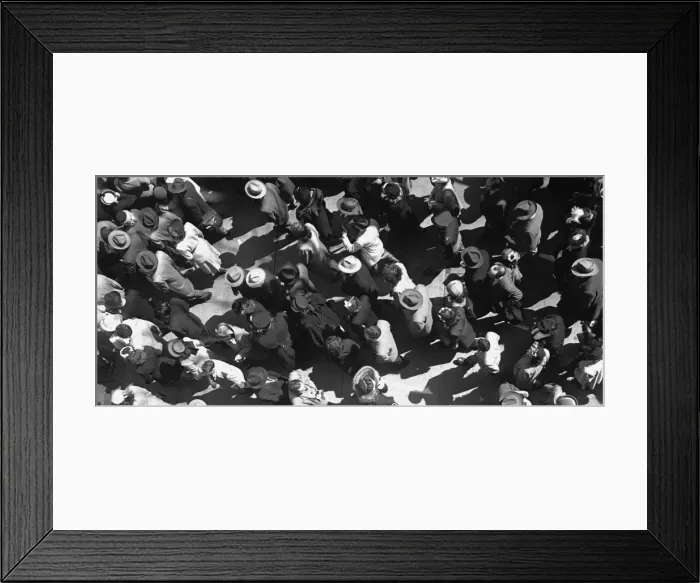 Framed Print : Crowd of people, (B&W), overhead view Framed Print : Crowd of people, (B&W), overhead view