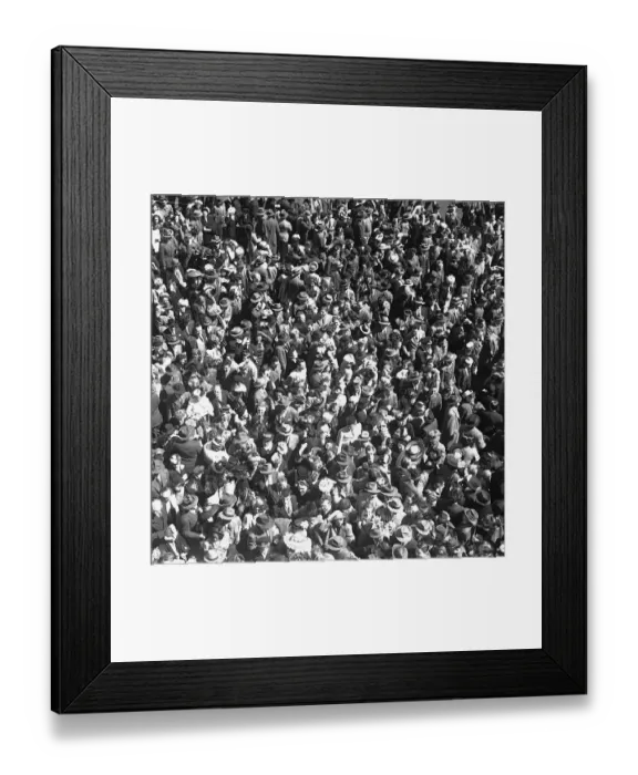 Framed Print : Crowd of people, (B&W), elevated view Framed Print : Crowd of people, (B&W), elevated view