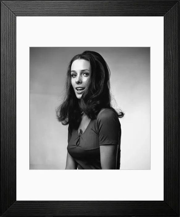 Framed Print : Young woman singing in studio, (B&W), portrait Framed Print : Young woman singing in studio, (B&W), portrait
