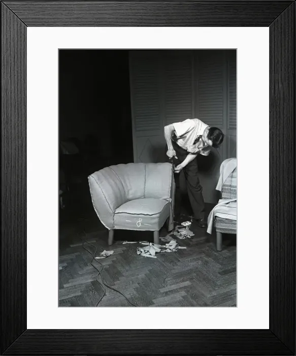 Framed Print : Upholsterer at work Framed Print : Upholsterer at work
