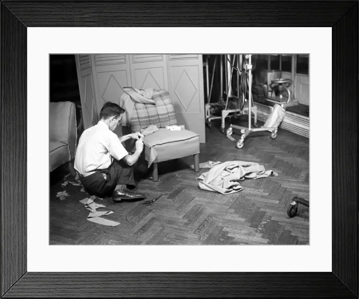 Framed Print : Upholsterer at work Framed Print : Upholsterer at work