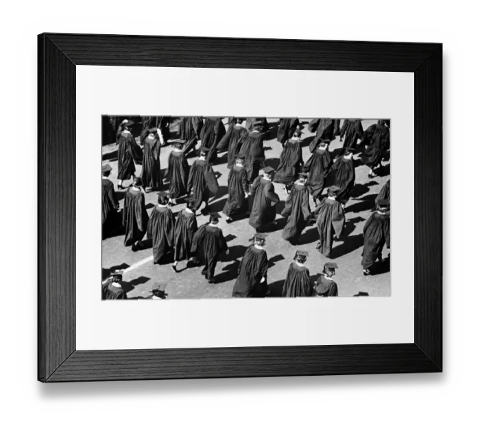 Framed Print : Graduates walking in rows outdoors Framed Print : Graduates walking in rows outdoors
