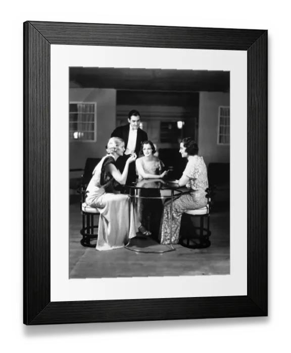 Framed Print : People in eveningwear at table (B&W)