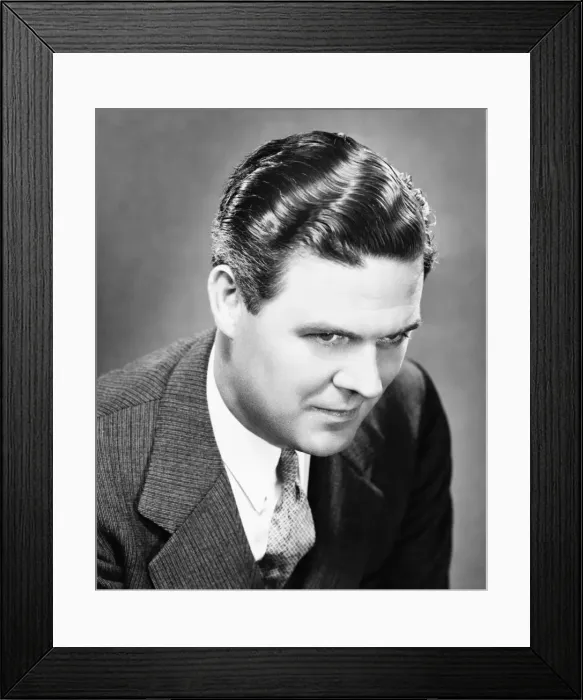Framed Print : Businessman in studio, (B&W), portrait Framed Print : Businessman in studio, (B&W), portrait