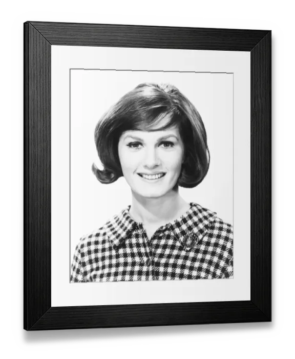 Framed Print : Young woman with short hair posing, (B&W), portrait Framed Print : Young woman with short hair posing, (B&W), portrait
