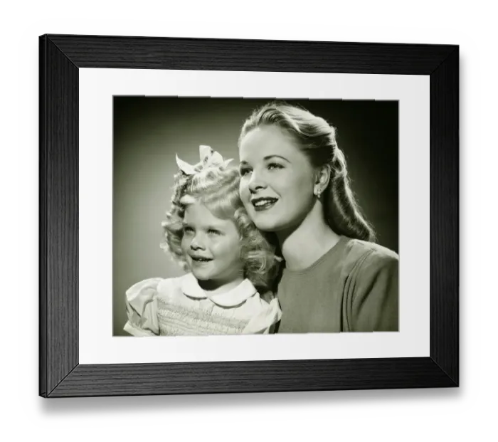 Framed Print : Mother and daughter (4-5), (B&W), portrait Framed Print : Mother and daughter (4-5), (B&W), portrait