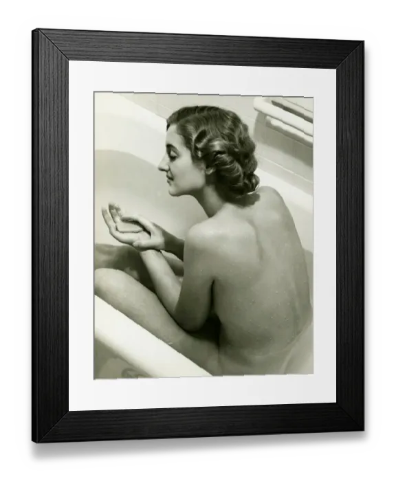 Framed Print : Woman taking bath, (B&W) Framed Print : Woman taking bath, (B&W)