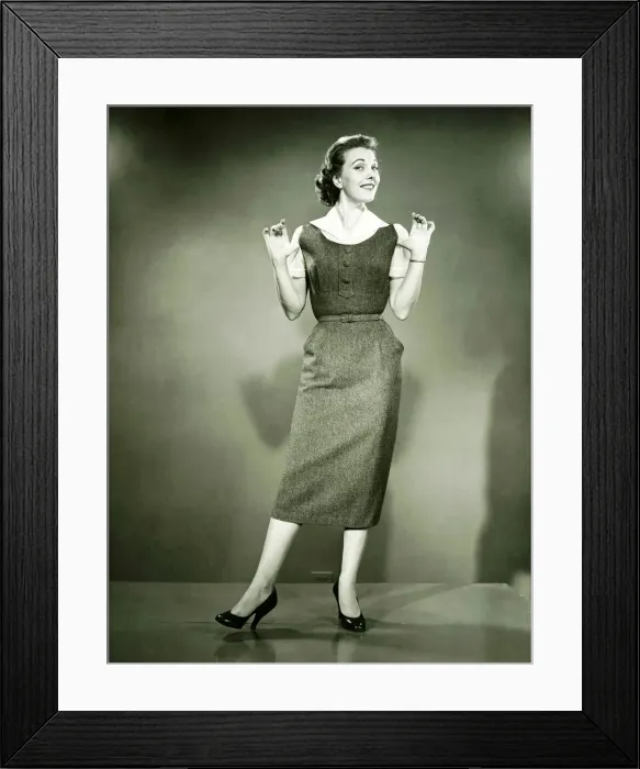 Framed Print : Woman dancing in studio, (B&W) Framed Print : Woman dancing in studio, (B&W)