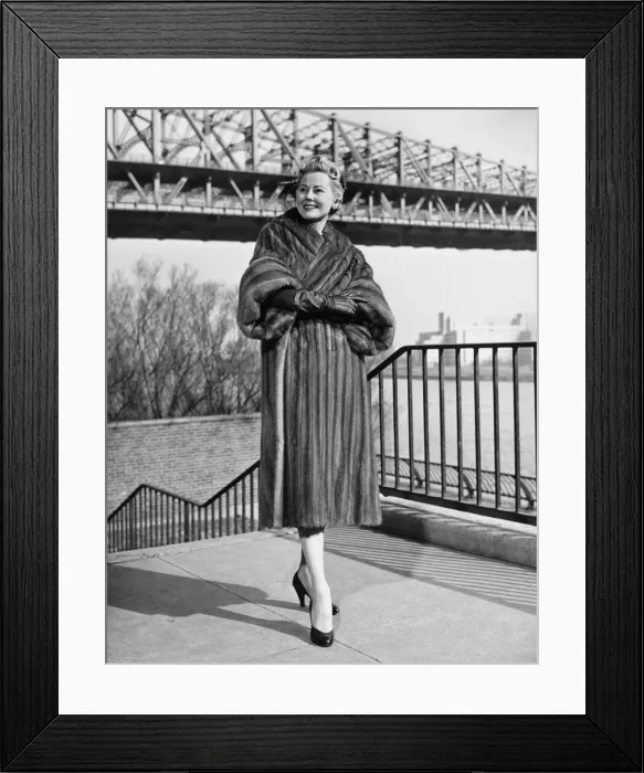 Framed Print : Woman strolling at riverside, (B&W) Framed Print : Woman strolling at riverside, (B&W)