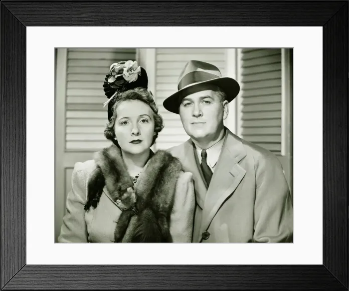 Framed Print : Elegant couple posing, (B&W), portrait Framed Print : Elegant couple posing, (B&W), portrait
