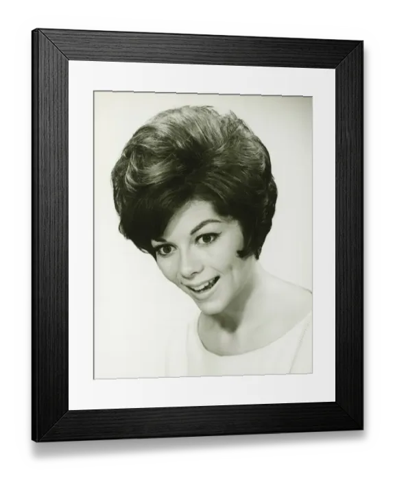 Framed Print : Young woman in studio, (B&W), close-up Framed Print : Young woman in studio, (B&W), close-up