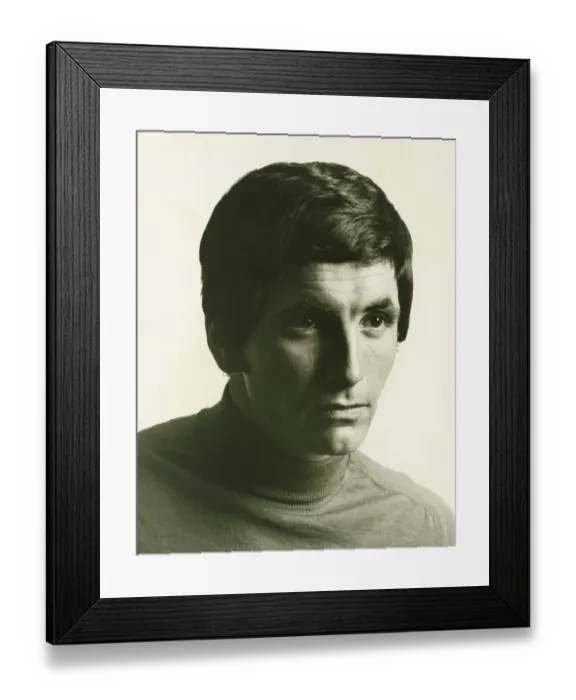 Framed Print : Serious man posing in studio, (B&W), portrait Framed Print : Serious man posing in studio, (B&W), portrait