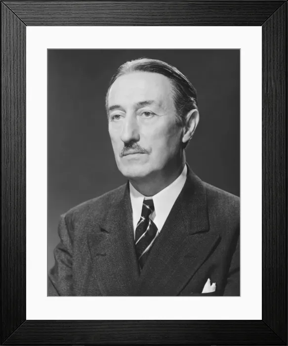 Framed Print : Mature man posing in studio, (B&W), close-up, portrait