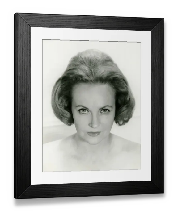 Framed Print : Woman staring, posing in studio, (B&W), (Portrait) Framed Print : Woman staring, posing in studio, (B&W), (Portrait)