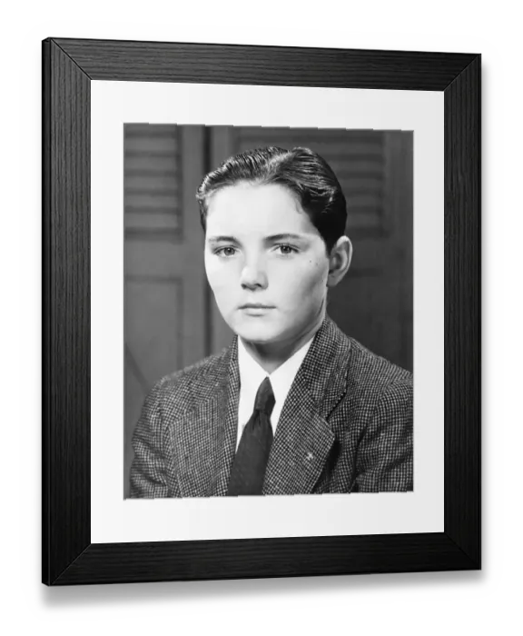 Framed Print : Serious boy (12-13) posing, (B&W), close-up, portrait Framed Print : Serious boy (12-13) posing, (B&W), close-up, portrait